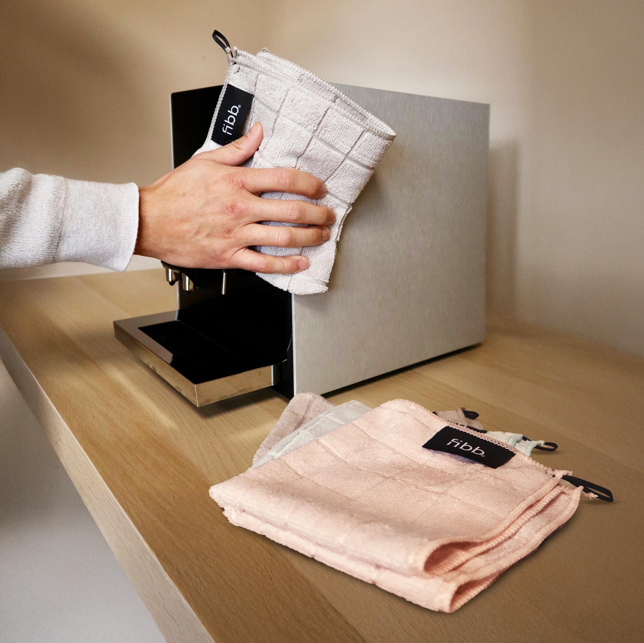 Fibb Microvezeldoek barista "Gridd" 5-pack, 34 x 34 cm